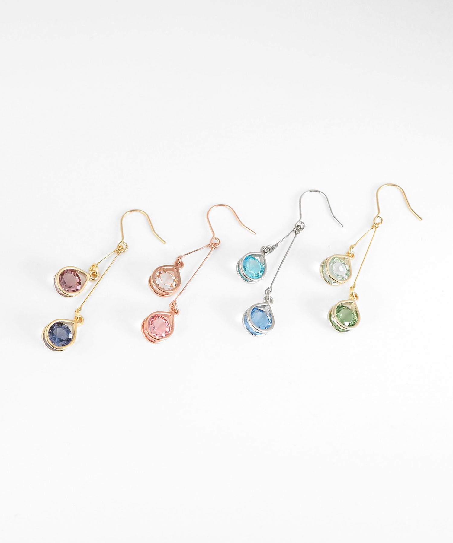 ダブルドロップビジューフックピアス