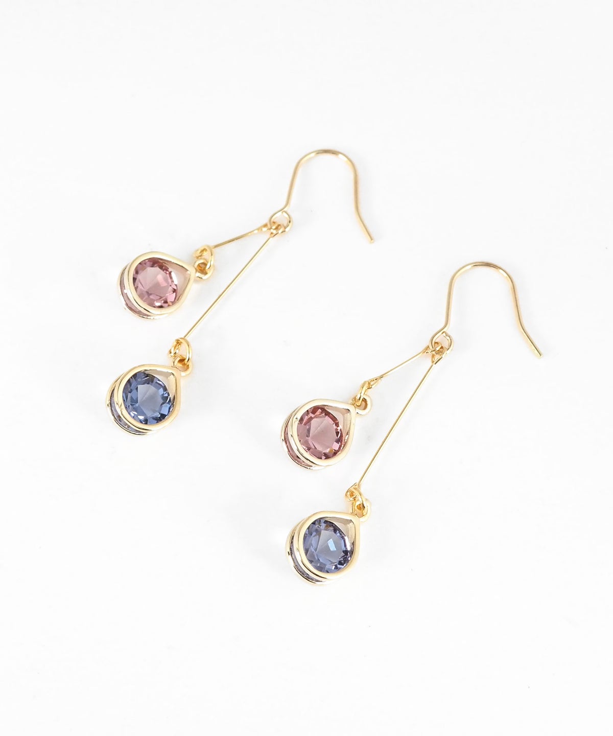 ダブルドロップビジューフックピアス