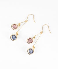 ダブルドロップビジューフックピアス