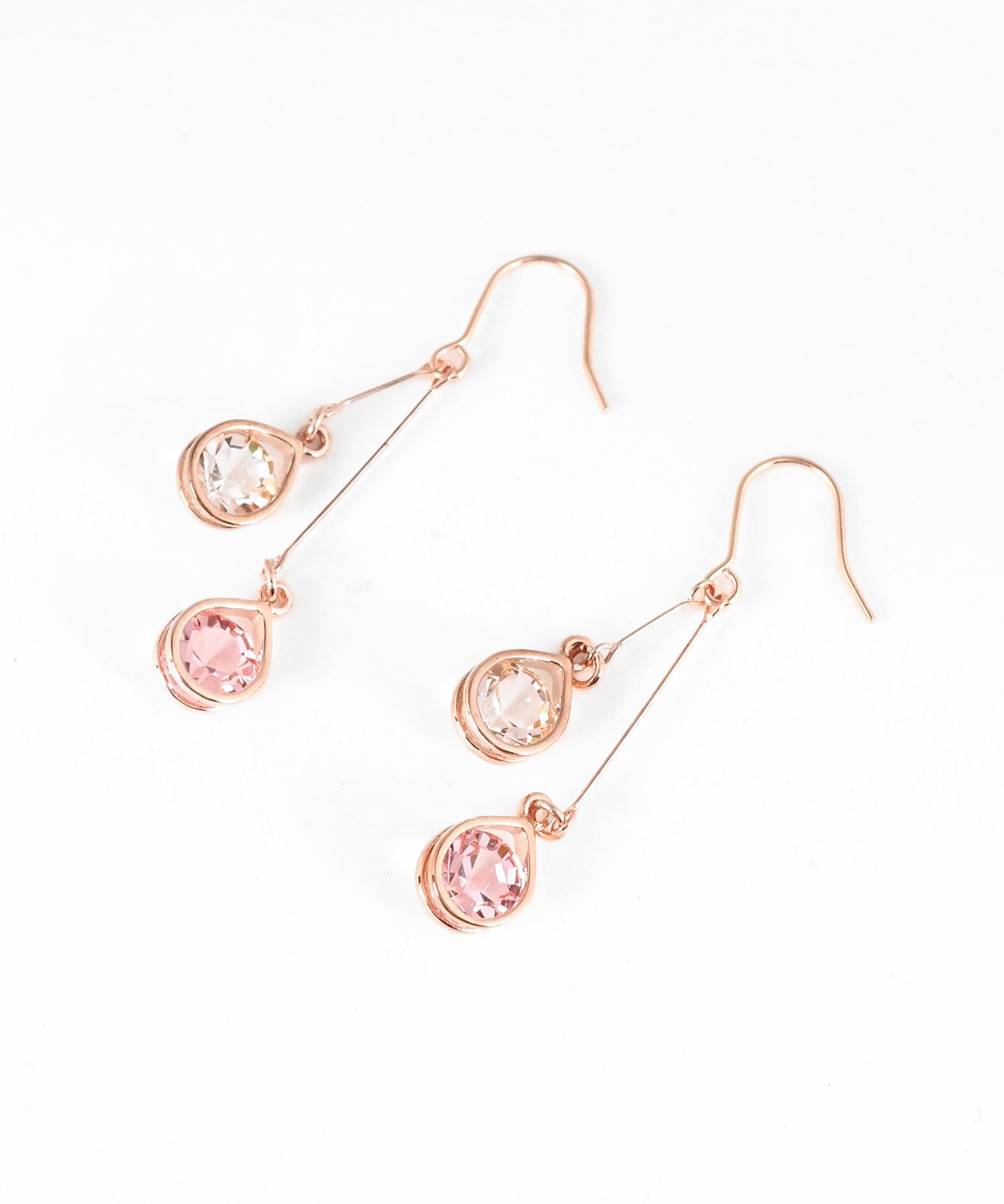 ダブルドロップビジューフックピアス