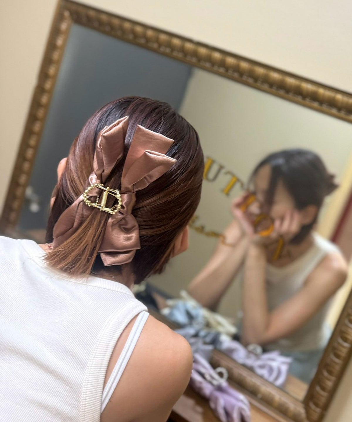 ミルキーサテンリボンバンスクリップ